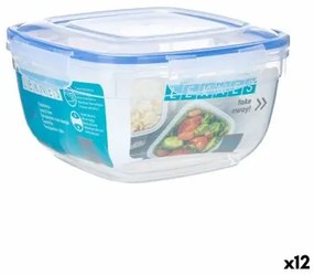 Porta pranzo Ermetico Quadrato Trasparente Plastica 2,4 L 20 x 11 x 20 cm (12 Unità)