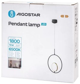 Aigostar - Lampadario LED a sospensione con filo LED/15W/230V 6500K nero/oro