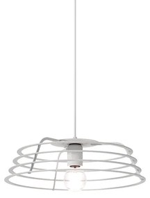 Lampadario Design Ra bianco paralume bianco E27 Ø60cm