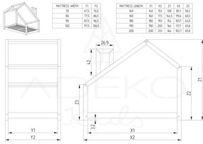 Letto da casa in legno di pino, 120 x 200 cm Mila DMS - Adeko