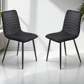 Sedia imbottita in tessuto cannettato Blu Notte CANNETO 2 sedie