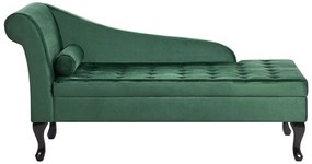 Chaise longue contenitore velluto verde scuro sinistra PESSAC Beliani