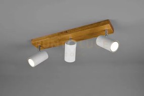 Marley barra 3 spots cilindri bianchi base legno naturale l. 44cm 3...