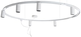 Sistema di illuminazione a binario sospeso moderno con 6 faretti bianchi monofase GU10 50 mm - Iconic Ruby Honey