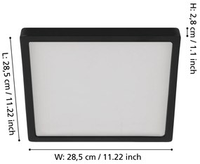 Plafoniera Moderna Fueva 5 In Acciaio Nero Led Integrato 20,5W 3000K Ip20