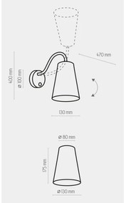 Lampada da parete WIRE 1xE27/15W/230V nero/oro