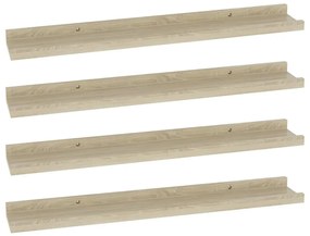 Mensole da parete 4 pz rovere sonoma 60x9x3 cm