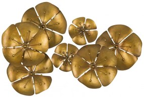 Pannello Decorativo In Ferro 80x6x57 Cm Flowe Goldy Oro Ver.B