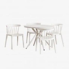 Set tavolo rotondo in alluminio Valerie (Ø100 cm) e 4 sedie - Sklum