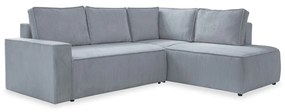 Divano letto angolare in velluto a coste grigio chiaro Brave Dave - Miuform