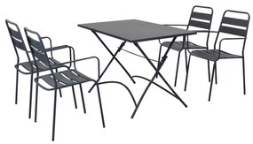 ROMANUS - set tavolo in alluminio e teak cm 110 x 70 x 72 h con 4 poltrone Romanus