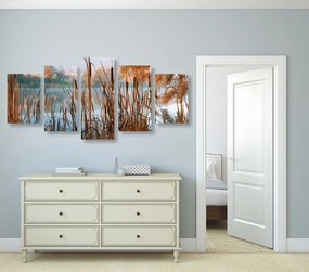 Quadri 5 pezzi – Fiume tra la natura autunnale