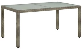 Tavolo giardino 150x90x75cm vetro temperato e polyrattan grigio