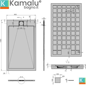 Piatto doccia in resina 80x140 effetto pietra | KR1000 - KAMALU