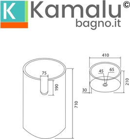 Lavabo da terra con doppia texture color crema altezza 90cm | Litos-BC40 - KAMALU
