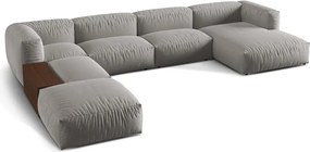 Divano angolare modulare grigio chiaro (angolo sinistro/U) Martina - Micadoni Home