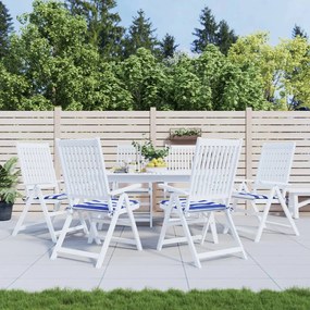 Cuscini Per Sedia 6 Pz Strisce Bianche E Blu 40x40x3 Cm Tessuto /
