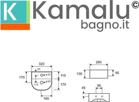 Mini lavabo design semicircolare in ceramica bianca | Litos-MK62 - KAMALU