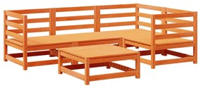 Set divani da giardino 5 pz marrone cera legno massello pino