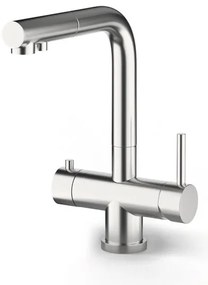 Rubinetto da cucina con doccetta a l QX3E 3 vie in acciaio inox cromo spazzolato opaco CULLIGAN