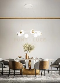 Ball sospensione in metallo verniciato bianco e oro satinato  biemi...