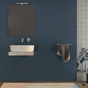 Mensolone da bagno 60 cm rovere sbiancato con specchio filo lucido