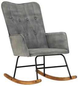 Sedia A Dondolo Grigia İn Tela Vintage /