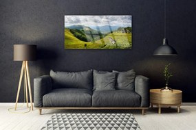 Quadro su vetro Paesaggio dei prati di montagna 100x50 cm