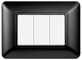 Placca 3 moduli 503 in plastica acciaio scuro compatibile anche con BTicino Matix