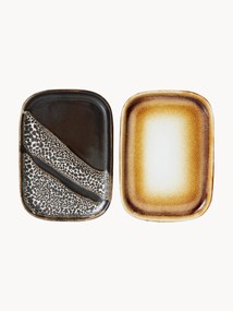 Set di 2 vassoi da portata fatti a mano con smalto reattivo 70's