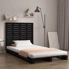 Testiera Da Parete Nera 146x3x91,5 Cm İn Legno Massello Di Pino /