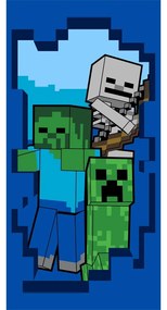 Asciugamano per bambini blu in cotone 70x140 cm Minecraft "Beware" – Jerry Fabrics