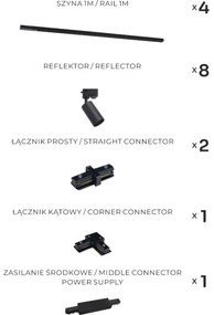 Zuma Line 3581 - Faretto per sistema a binario TUBE 8xGU10/35W/230V nero