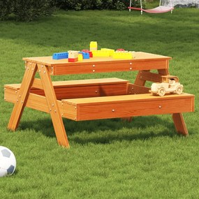 Tavolo Picnic Bambini Marrone Cera 88x97x52 Cm Massello Pino /