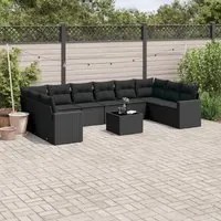 Set Divani da Giardino 11 pz con Cuscini in Polyrattan Nero 3219465