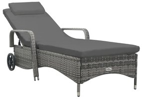 Lettino Prendisole Con Ruote İn Polyrattan Antracite /