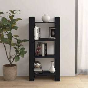 Libreria/divisorio nero 80x35x125 cm legno massello