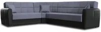 Divano letto Dgytkj, Divano letto contenitore ad angolo in ecopelle e tessuto, Sof da soggiorno con apertura click-clack e penisola reversibile, 305x238h91 cm, Nero e Grigio