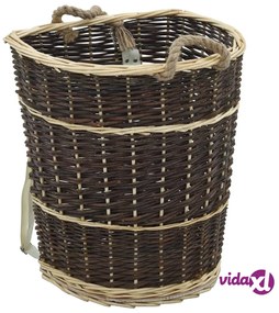 vidaXL Cesta per Legna con Spallacci 44,5x37x50cm Salice Naturale