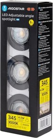 Aigostar - SET 3x faretti da incasso LED 1x GU10/4,5W/230V 3000K nero