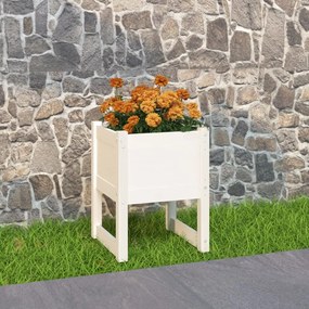 Fioriera Bianca 40x40x52,5 Cm İn Legno Massello Di Pino /