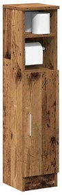 Mobile Da Bagno Con Portarotolo Legno Antico 20,5x22x90 Cm /