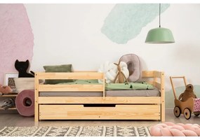 Letto da bambini estraibile di colore naturale in pino massiccio con contenitore con rete inclusa 90x160 cm CPD – Adeko