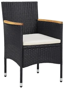 Set mobili da pranzo per giardino 3 pz nero