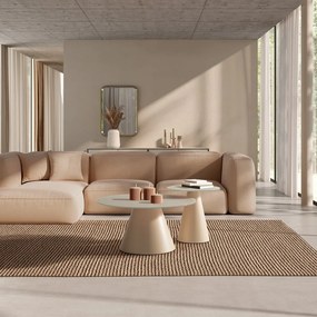 Set di tavolini da salotto rotondi color crema con piano in vetro 2 pz ø 80 cm Vida – MOME