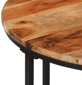 Tavolino salotto 55x55x45cm in legno massello di acacia e ferro