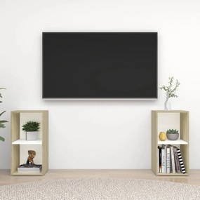 Mobili TV 2 pz Bianco e Rovere Sonoma 72x35x36,5 cm Truciolato