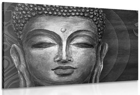 Quadro su tela – Viso del Buddha in bianco e nero