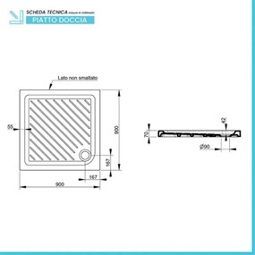Piatto doccia 90x90 quadrato in ceramica bianco Dolomite Gemma