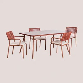 Set tavolo da pranzo e 4 sedie Arhiza Tetto rosso - Sklum
